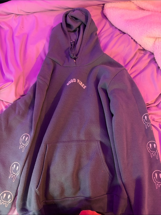 Orange kiss Sweaters - Good Vibes Black Hooded Sweatshirt – Women’s Cozy Pullover